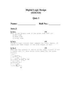 Digital Logic Design Quiz 1 EEE324
