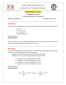 NPTEL Digital Image Processing Week 6 Assignment