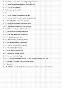 Economics Exam Answer Key: Supply, Demand, and Market Equilibrium