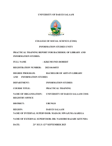 Library Science Practical Training Report UDSM