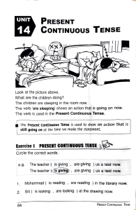 Present Continuous Tense Worksheet for Elementary Students