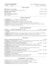 Sania Kothari Resume - Computer Science Student