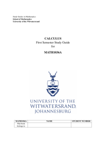 MATH1036 Calculus Study Guide