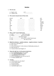 English Grammar Revision Worksheet: Verbs & Tenses