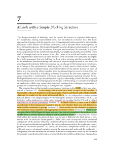 Models with a Simple Blocking Structure in Biology