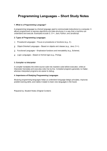 Programming Languages: Short Study Notes