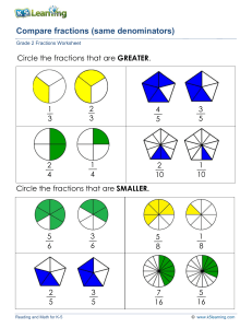 Grade 2 Fractions Worksheet: Compare Same Denominators