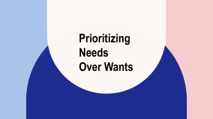 Prioritizing Needs Over Wants: Financial Literacy Worksheet