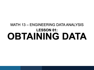 Engineering Data Analysis: Methods of Obtaining Data