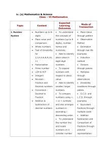 Class 6 Mathematics Syllabus - Number System, Algebra, Geometry