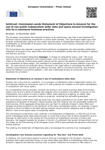 European Commission Press Release: Amazon Antitrust Investigation