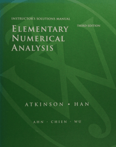 Elementary Numerical Analysis Instructor's Solutions Manual Third Edition