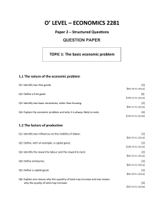 O Level Economics 2281 Paper 2 Question Paper