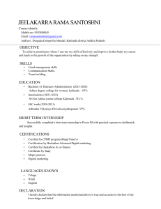 Resume of JEELAKARRA RAMA SANTOSHNI