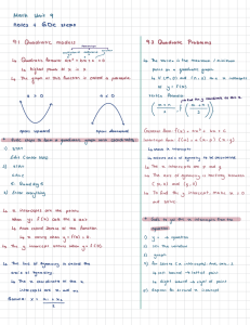 Math Unit 9: Quadratic Models & Problems