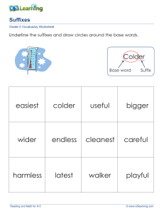 Grade 2 Suffixes Worksheet - Vocabulary Practice