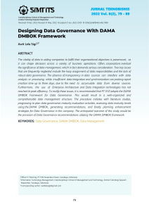 Designing Data Governance with DAMA DMBOK Framework