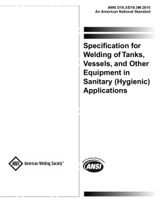 AWS D18.3/D18.3M:2015 Sanitary Welding Spec