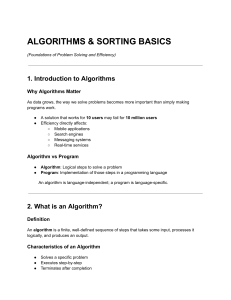 Algorithms & Sorting Basics: Foundations of Problem Solving