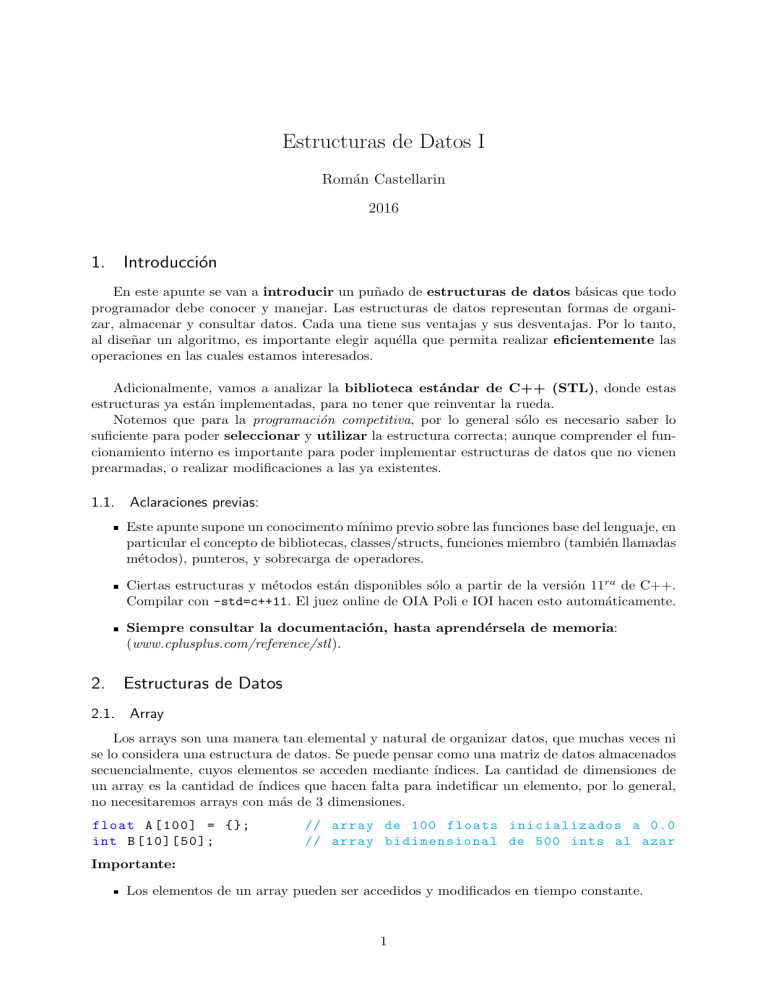 Estructuras de Datos I: Guía de C++ STL y Estructuras Básicas