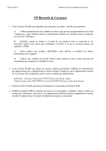 TP Enregistrements & Curseurs PLSQL