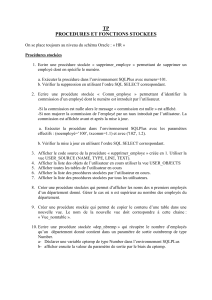 TP Proc&eacute;dures et Fonctions Stock&eacute;es Oracle