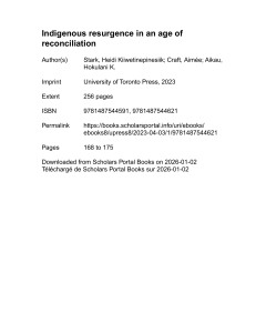 Indigenous Resurgence & Reconciliation: Political Action in Canada