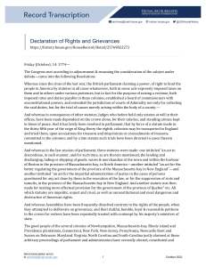 Declaration of Rights and Grievances 1774