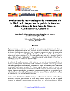 Evaluaci&oacute;n de tecnolog&iacute;as de tratamiento de agua potable en Cambao, Colombia