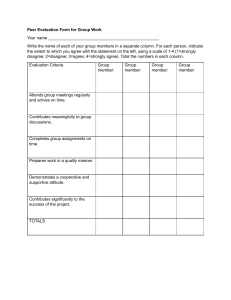 Peer Evaluation Form for Group Work