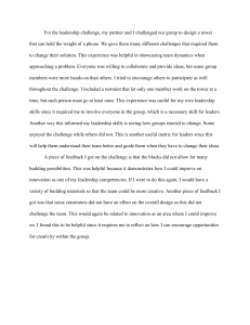 Leadership Challenge Reflection: Tower Design & Team Dynamics