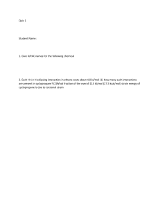 Chemistry Quiz 1: IUPAC Naming & Cyclopropane Strain
