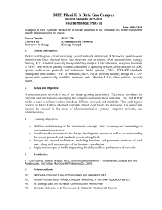 ECE F343 Communication Networks Course Handout - BITS Pilani
