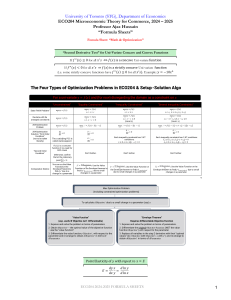 ECO204 Microeconomic Theory Formula Sheet: Math & Optimization