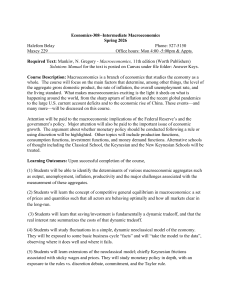 Intermediate Macroeconomics Syllabus - Economics 308 Spring 2026