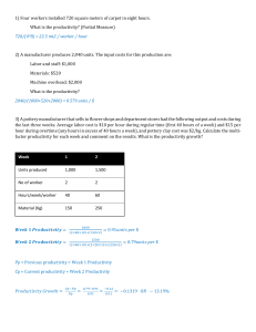 Productivity Analysis Problems in Operations Management