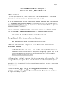 Persuasive Research Essay: Ability Grouping in Elementary Education