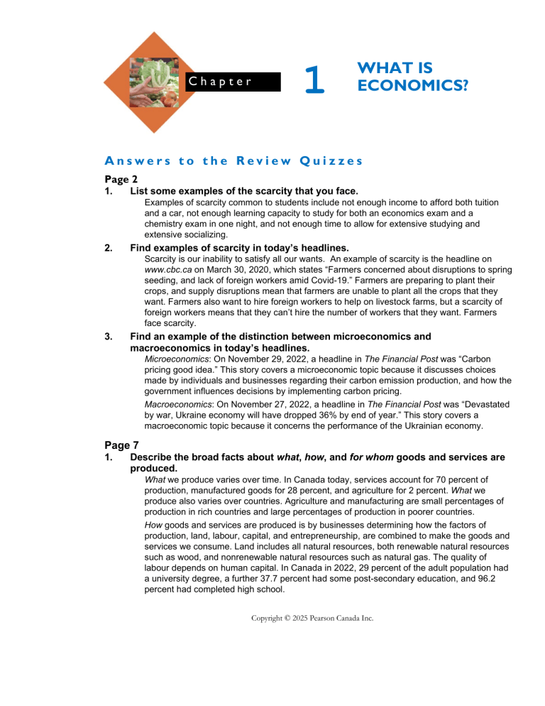 Chapter 1: What Is Economics? Review Quizzes