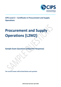 CIPS Level 2 Procurement Operations Sample Exam Questions