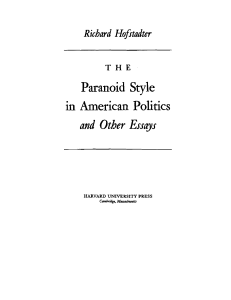The Paranoid Style in American Politics