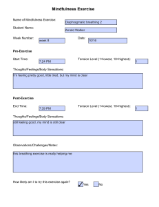 Mindfulness Exercise Student Log: Breathing and Nervous System Regulation