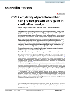 Parental Number Talk and Child Math Skills