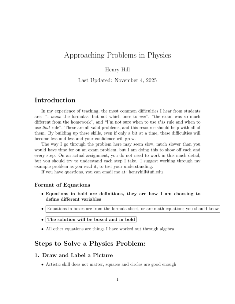 Physics Problem Solving Guide