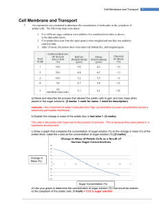 Cell Membrane and Transport Worksheet