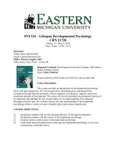 PSY324 Lifespan Developmental Psychology Syllabus