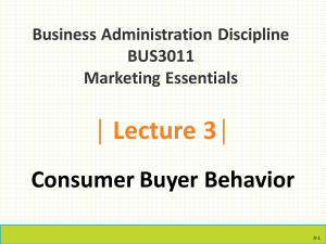 Consumer Buyer Behavior Lecture Notes Marketing Essentials