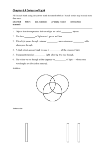 Physics Colours of Light Worksheet