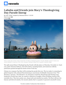 Labubu at Macy's 2025 Thanksgiving Parade