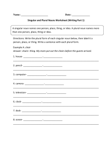 Singular and Plural Nouns Worksheet