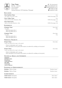NIT Warangal Resume Template for Engineering Students